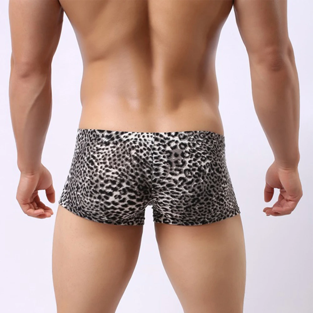 Hot Men Trunks Leopard Print Boxers Briefs Underwear Short U Convex Panties Fitness Shorts Gays Clothes Трусы Мужские