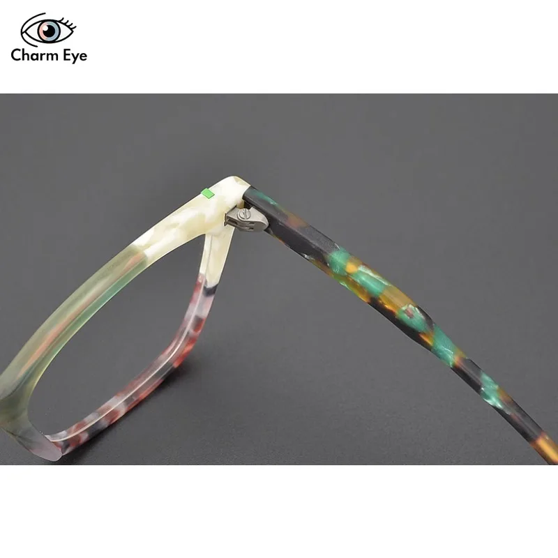 New Cat Eye Glasses for Men Large Face Frame Fashion Color Blocked Acetate Eyeglass Frames Men Retro Myopia Prescription Eyewear