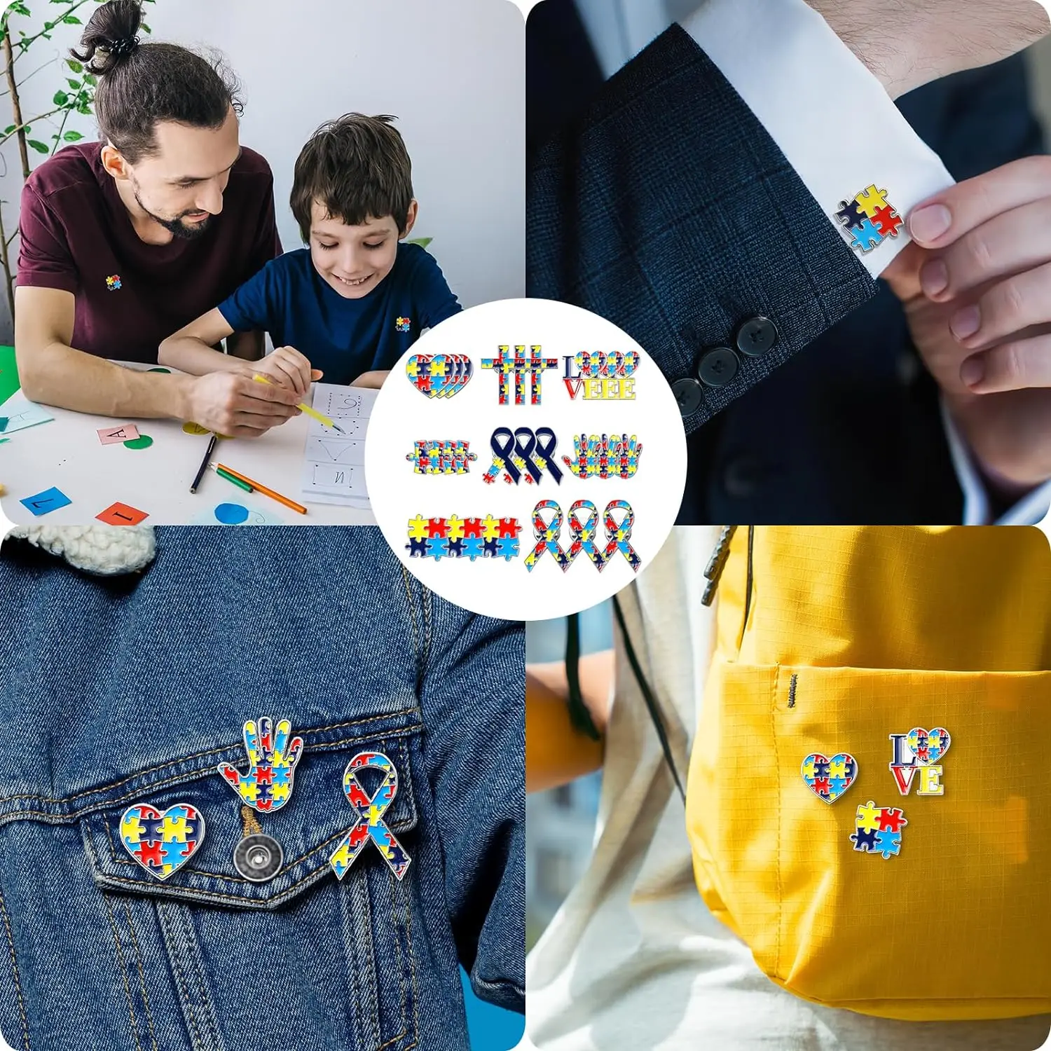 Pin de solapa con símbolo de autismo, broches acrílicos de resina, alfileres de esmalte, regalo para mujeres, hombres y niñas, novedad de 2024