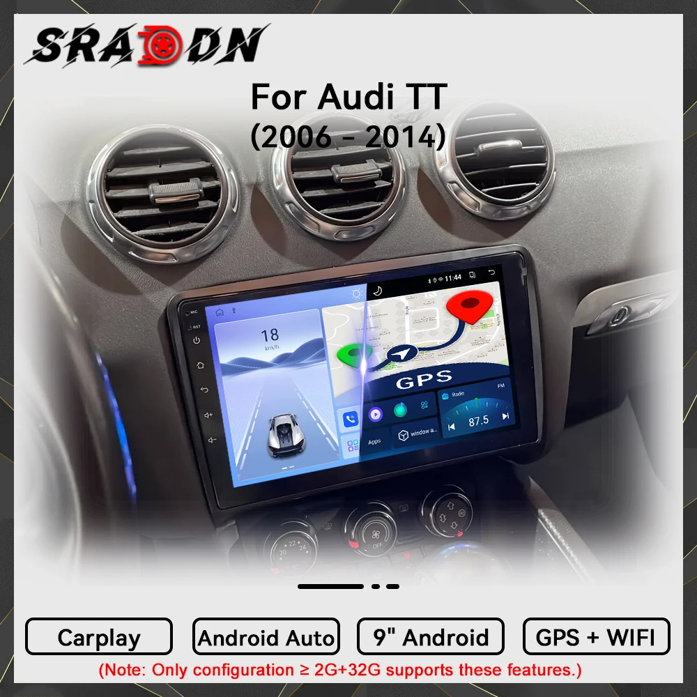 Para Audi TT MK2 8J 2006 2007 2008 2009 2010 2011 2012 2013 2014 Radio para coche Android Reproductor multimedia de vídeo para automóvil Navegación GPS Carplay Pantalla táctil Auto Stereo Sistemas inteligentes