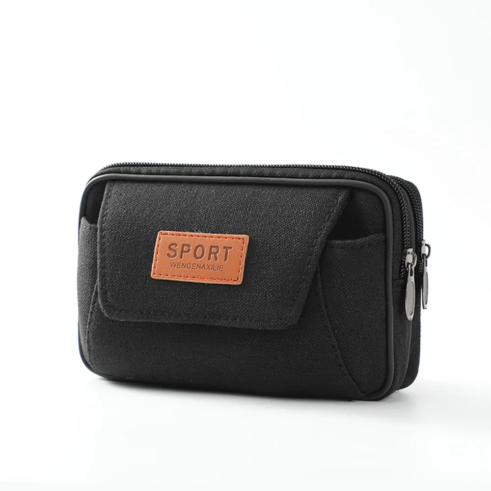 Practical Canvas Waist Bag Multi-functional Multicolor Phone Bag Lightweight Wear Belt Storage Bag Outdoor Camping