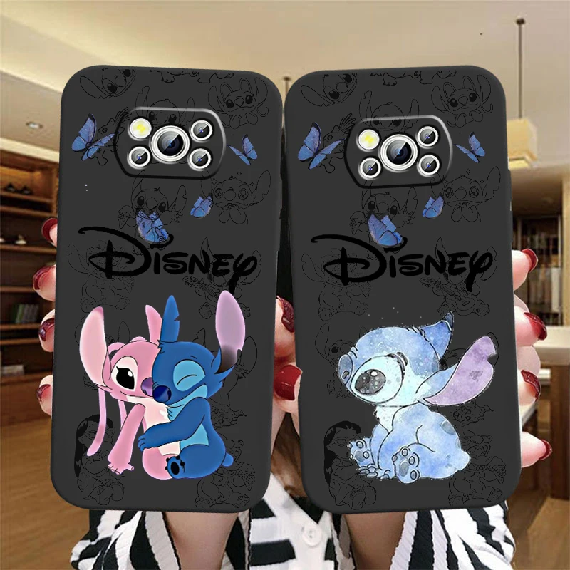 Luxus Disney Stitch Cartoon für Xiaomi Mi Poco F5 F4 F3 F2 x5 x4 x3 m6 m5 m5s m4 m3 c40 Pro GT NFC 5G schwarz Funda Handy hülle