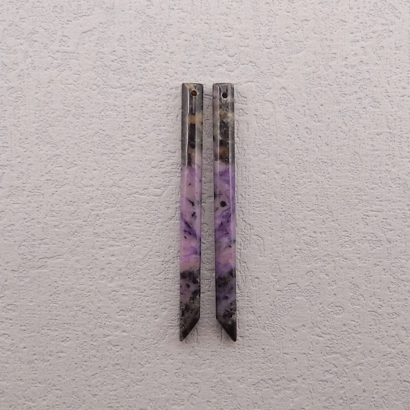 Natural Stone Charoite Long Dangle Gemstone Earring Beads,Fashion Jewelry Earrings Accessories For Women 50x4x4mm 5g
