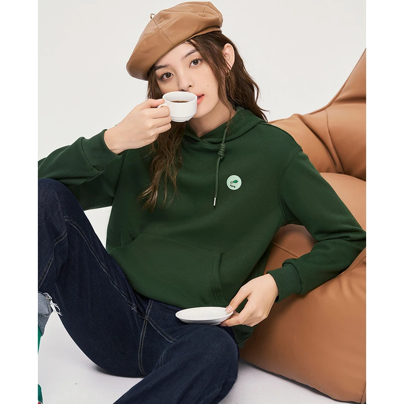 Toyouth Women Fleece Hooded Sweatshirt 2022 Autumn Long Sleeve Loose Hoodies Eggplant Print Casual Streetwear Pullover