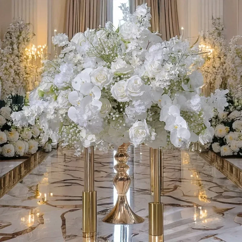 DIA 40-80CM Soft Rubber Green Plant Rose Ball Wedding Decoration Geometric Road Guide Flower Showcase Floral Art