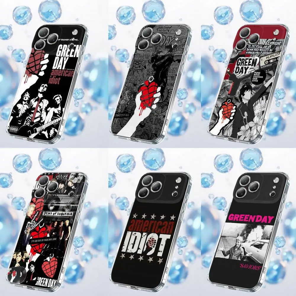 

Phone Case For iPhone 17,16,15,14,13,12,11 Plus,Pro,Max,Plus,E,SE4,Air,Mini Transparent G-Green Day Band Cover