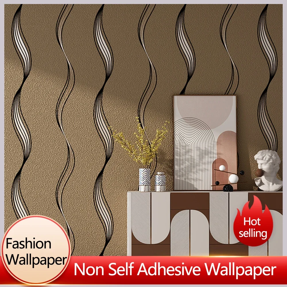 

New Curved Wave Pattern Wallpapers Home Decoration Deerskin Velvet Thickened Wallpaper 3D