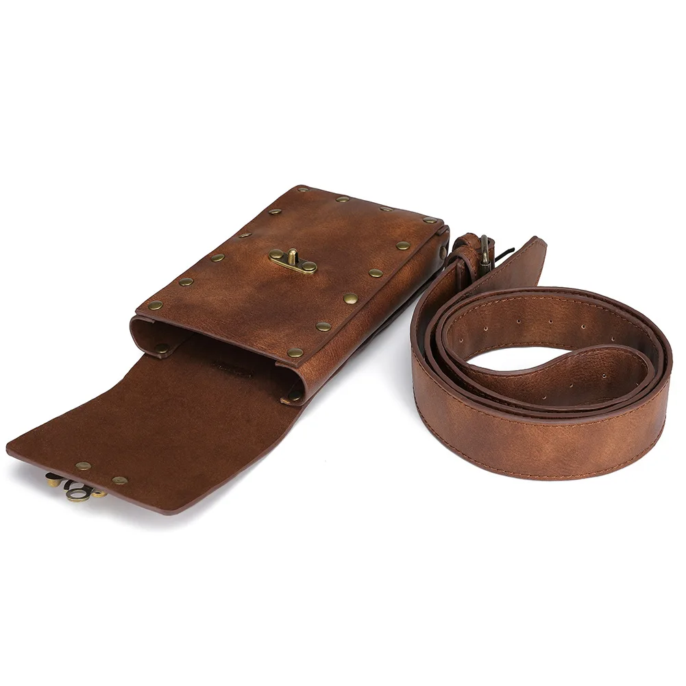 Punk women's bag retro brown outdoor mobile phone change mini bag sports and leisure mini fanny pack