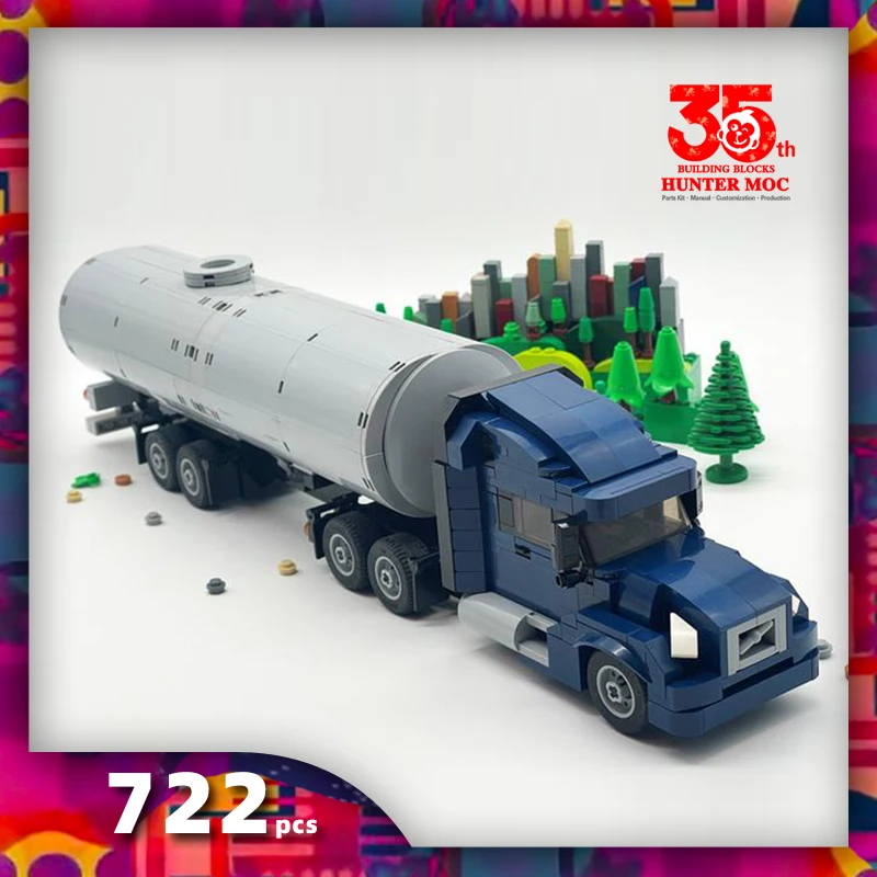 

HtMoc Fuel Tanker flatbed truck blocks speed champions moc truck lorry toys tank truck transporter toy moc cars bricks