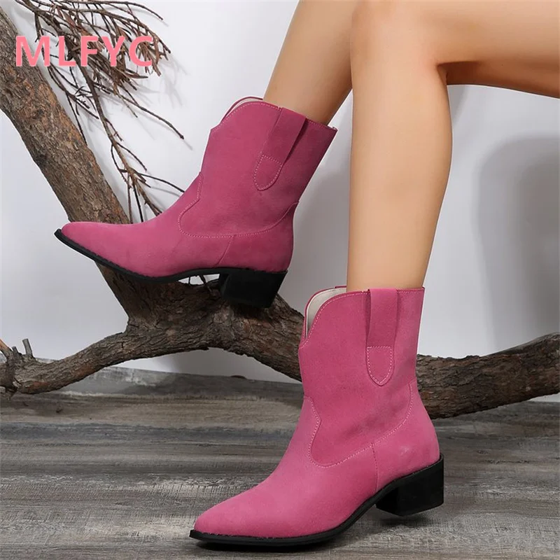 Thick Heel Short Boots Women\'s Autumn and Winter New Round Head Foreign Trade Fashion High Heel Boots in Europe and America