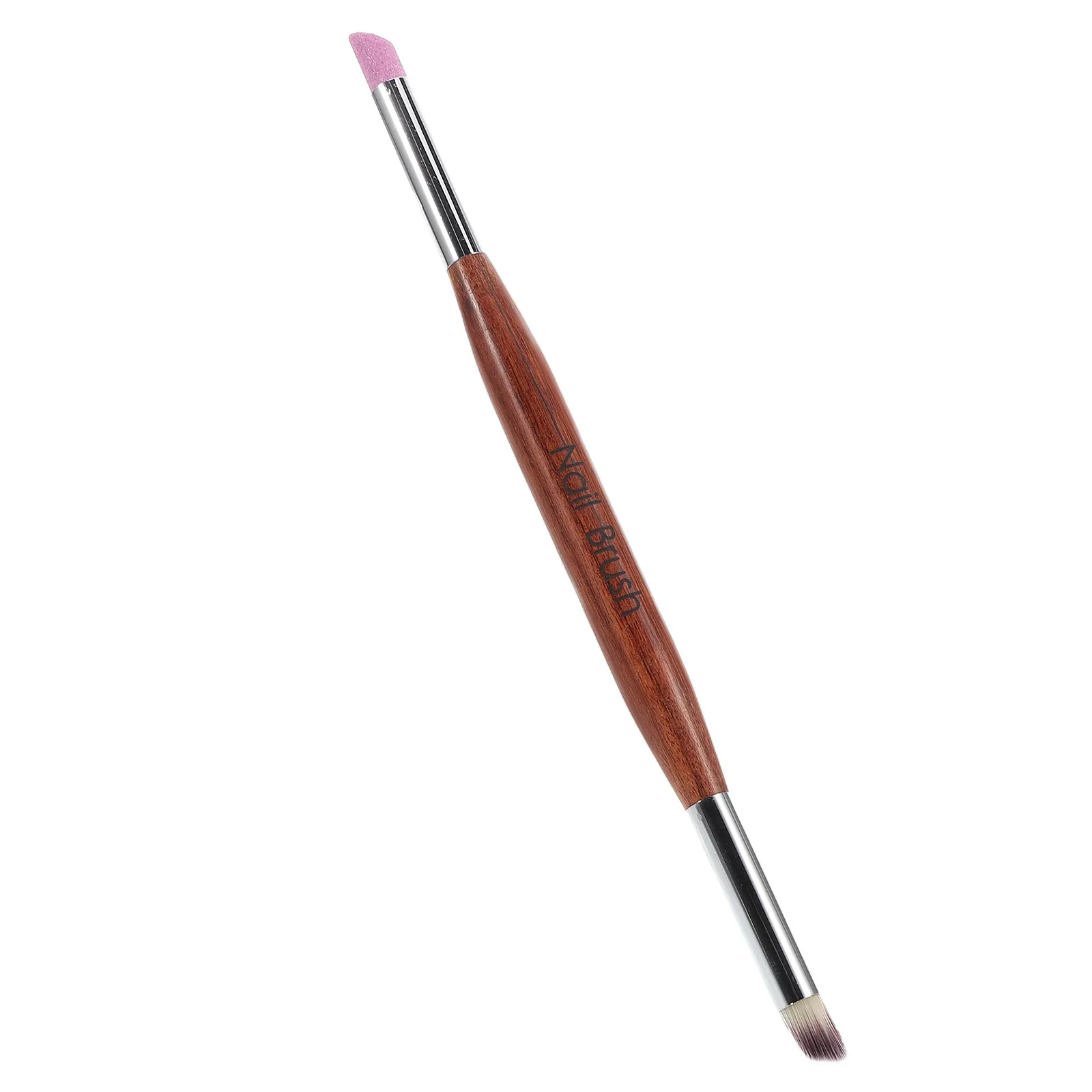 Nail Art Grinding Pen Dual Ended Cuticle Remover Manicure Cleaning Brush Wooden Handle Nail Polishing Tool Salon Home Use