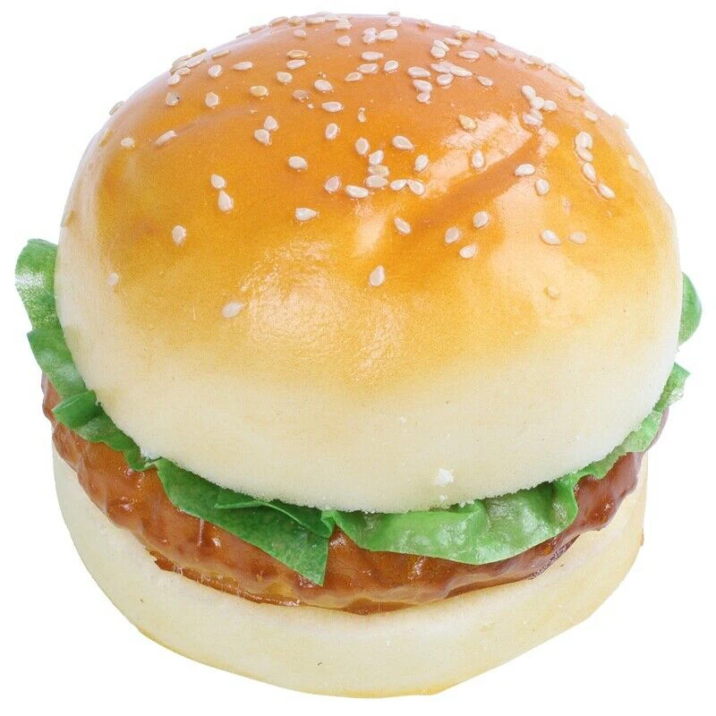 Toy Simulated Hamburger Lifelike Realistic Artificial Bread Burger Decoration Elastic Food Display Photography