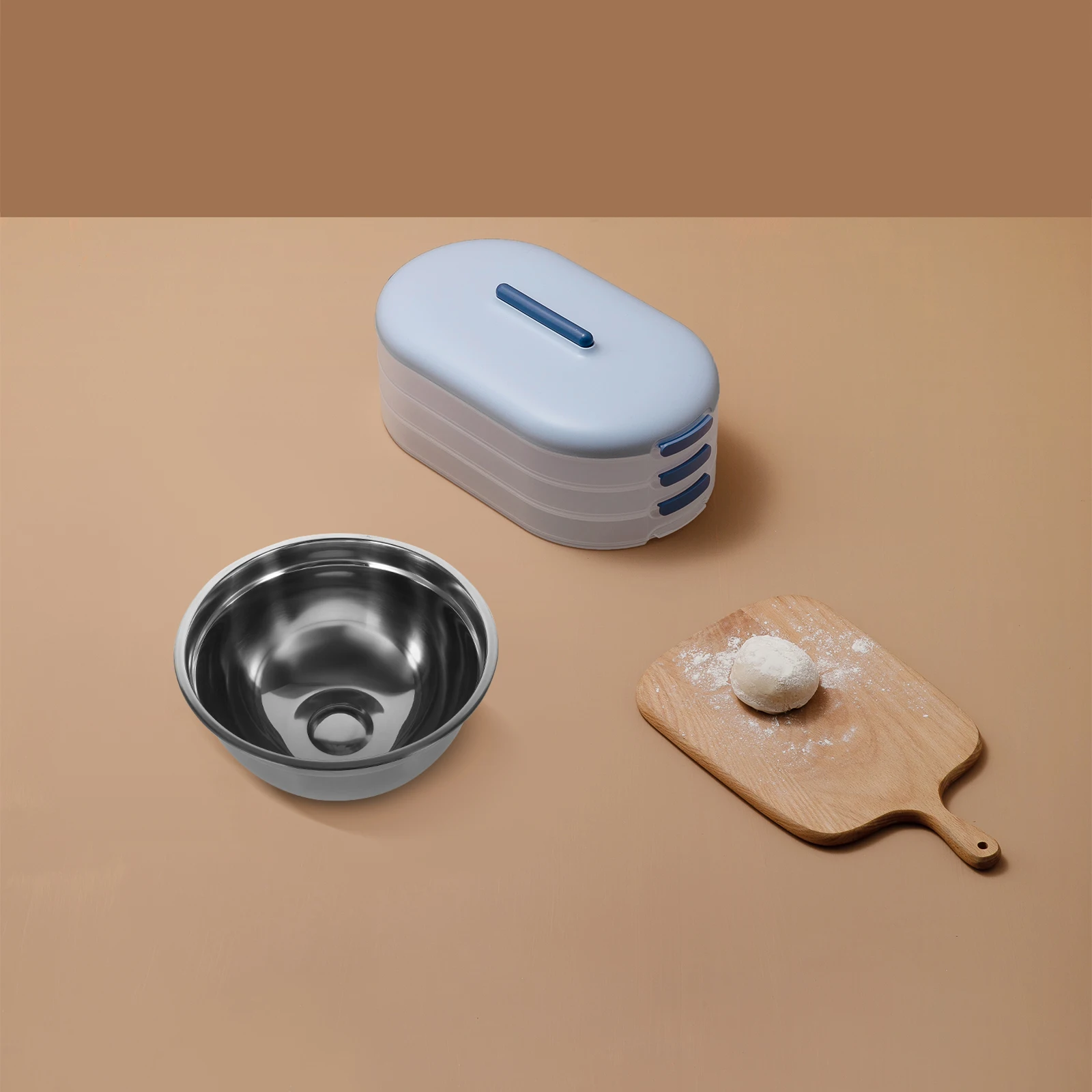 

1 Set Of Kitchen Stainless Steel Containers Stainless Steel Mixing Set Stackable Nesting Bowls Airtight Seal Household