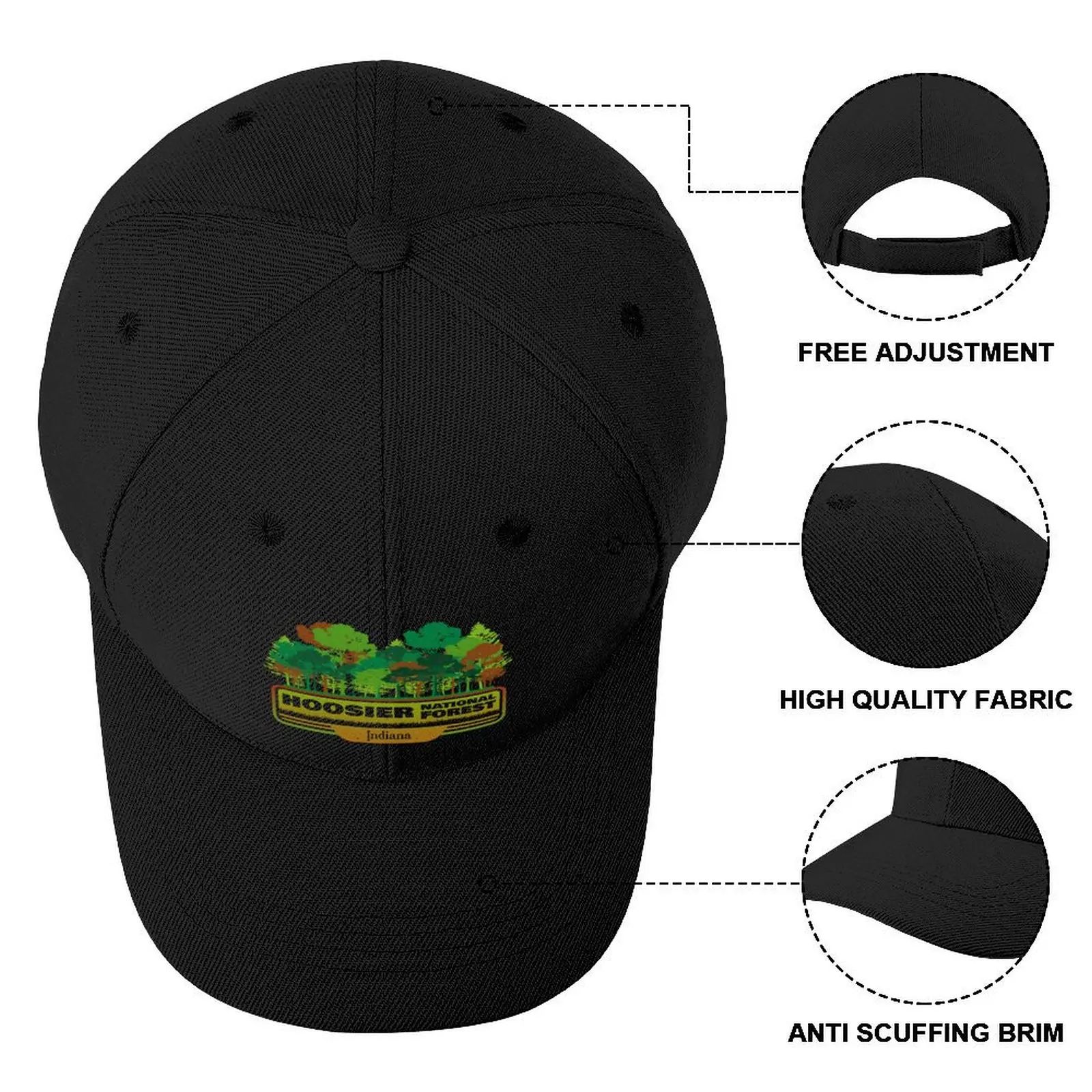 Hoosier National Forest، Indiana، Landscape Trees قبعة بيسبول Sunhat Ball Cap Golf Women Men's