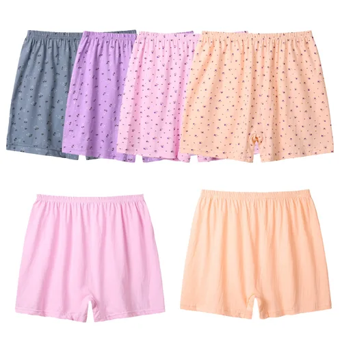 6 unids/lote de ropa interior femenina, calzoncillos boxer transpirables para mujer, bragas holgadas de algodón de mediana edad, bragas de cintura alta para mujer