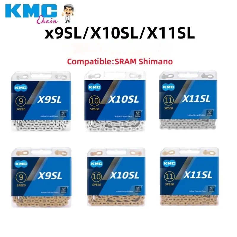 KMC X9SL/X10SL/X11SL Bike Chain Gold Silver Chain 9/10/11 Speed for SRAM MTB/Road Bike Chain