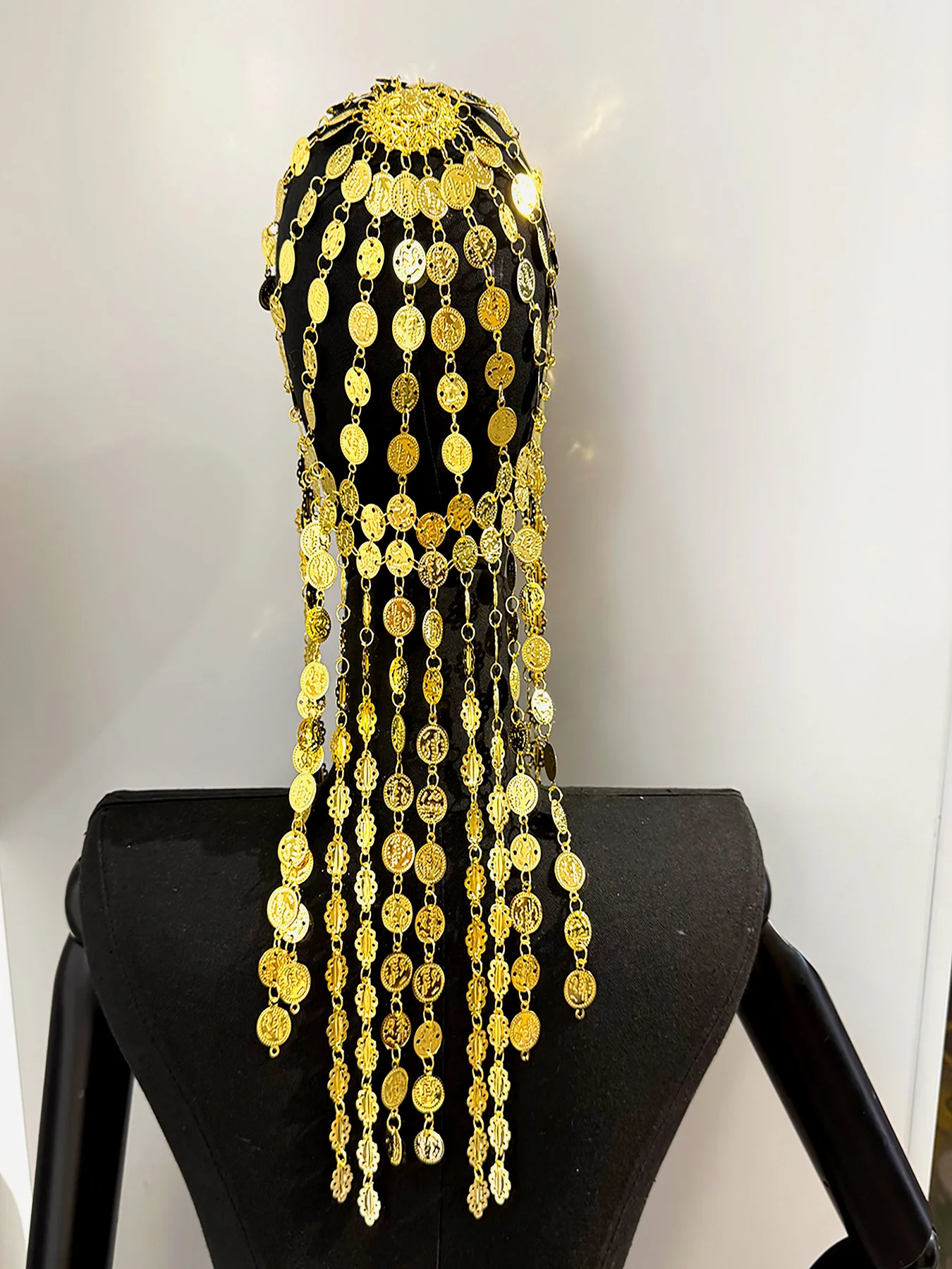 

Retro Gold round Bead Tassel Headband for Belly Dance Stage Performance Arabian Ethnic Style Wedding Hair Accessories