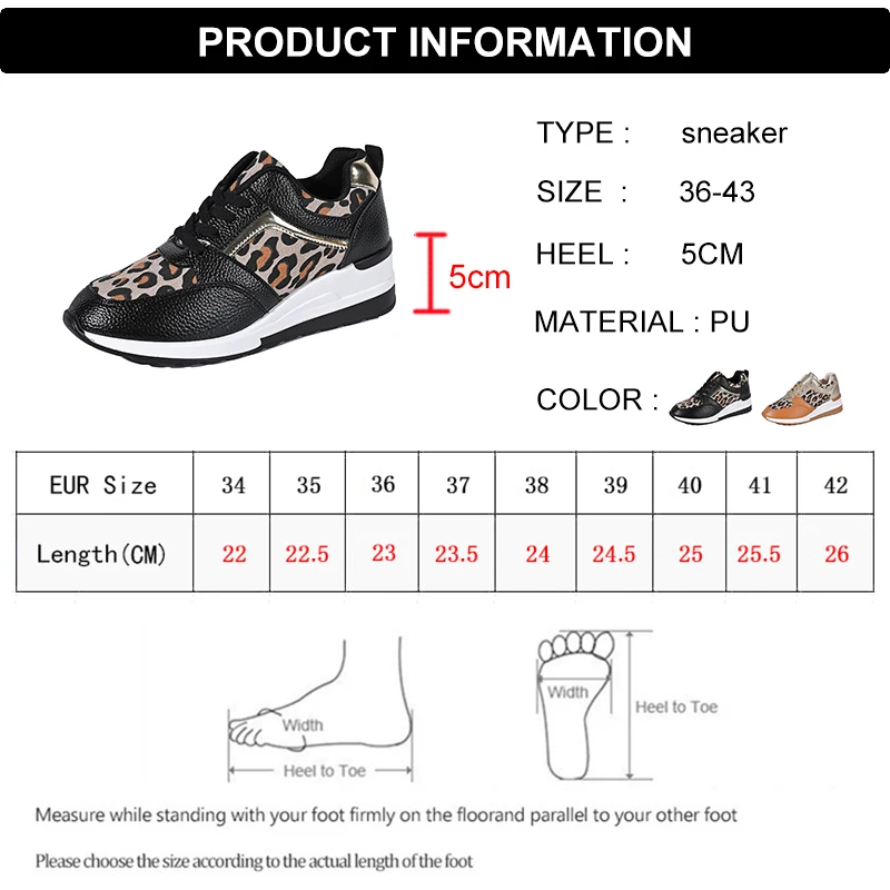 2025 Plus Size Leopard Print Sneakers Women Pu Leather Platform Sneaker Shoes Woman Comfortable Non Slip Lace Up Shoes Female