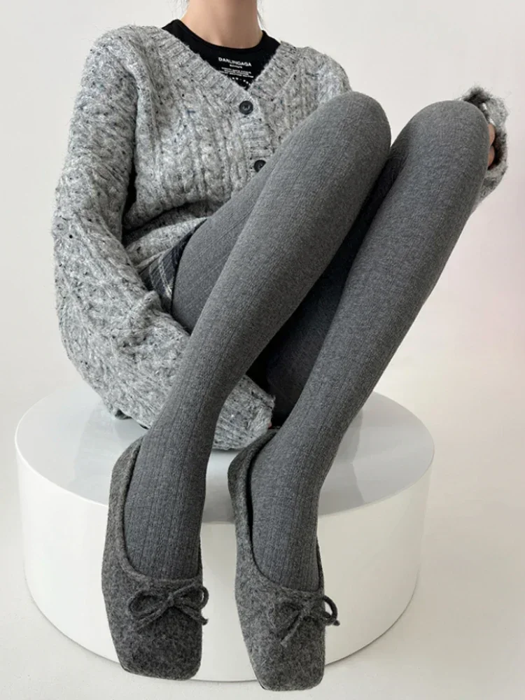 

Smoke Gray Pantyhose Women's Cotton Solid Slim Leggings for Women Korean Casual Ultra Large Elasticity Winter Leggings Women