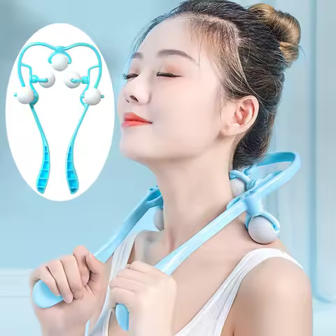 Masajeador Manual Multifuncional para Cuello, Hombros y Columna Cervical, Masajeador de Cuello con Pinza para Amasar