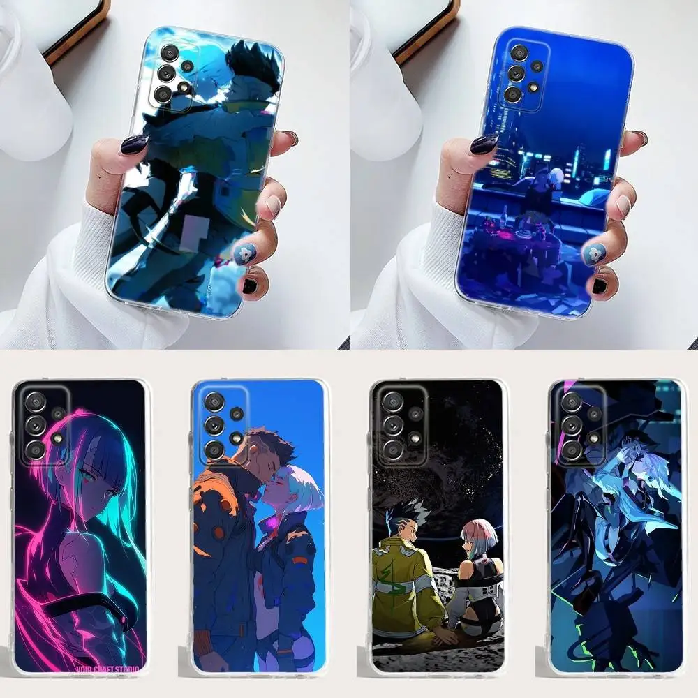 

C-Cyberpunk E-Edgerunners Phone Case Silicone For Samsung S30,23,21,22,20 FE lite,S10,9,PIus Note20ultra Soft Transparent