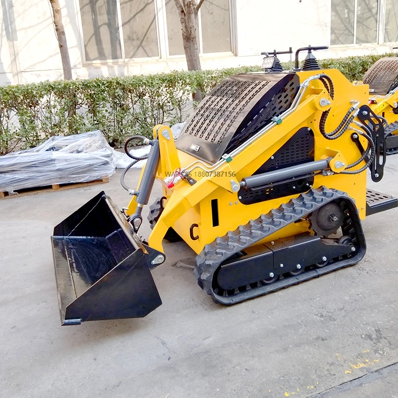 China Track Wheel CE/EPA/EURO 5 Mini Skid Steer Loader With Bucket Trencher Rotary Plow