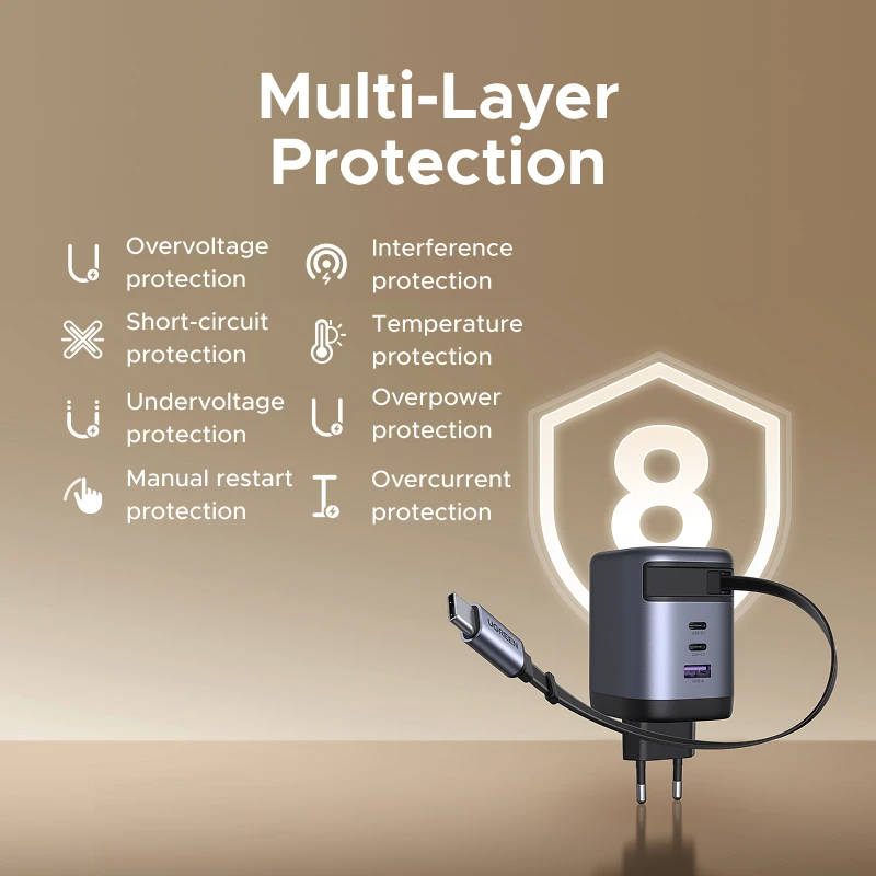 شاحن UGREEN 100W GaN مع كابل USB-C قابل للسحب، يدعم UFCS وPPS وPD للشحن السريع، مناسب للابتوب، MacBook Pro، iPad، الجهاز اللوحي، iPhone، Samsung #6