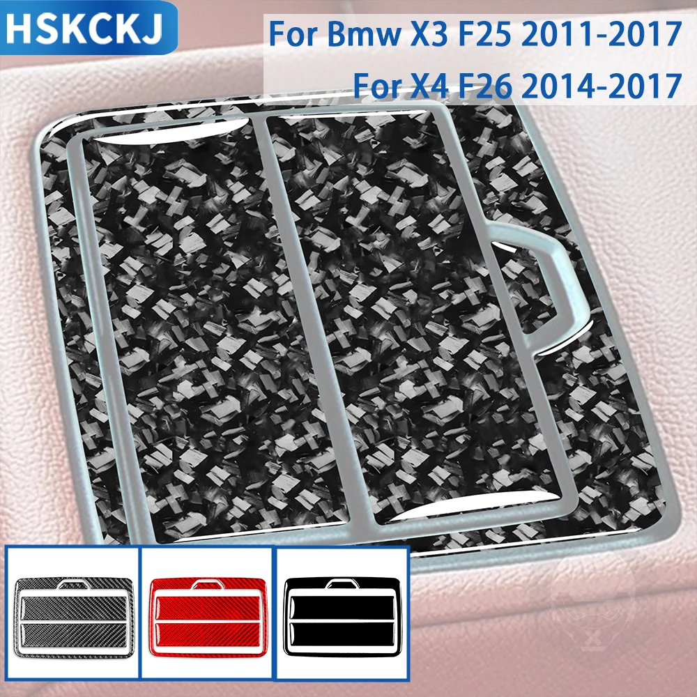 

For BMW X3 F25 2011-2017 X4 F26 2014-2017 Car Accessories Carbon Fiber Interior Rear Cup Holder Panel Trim Sticker Modification