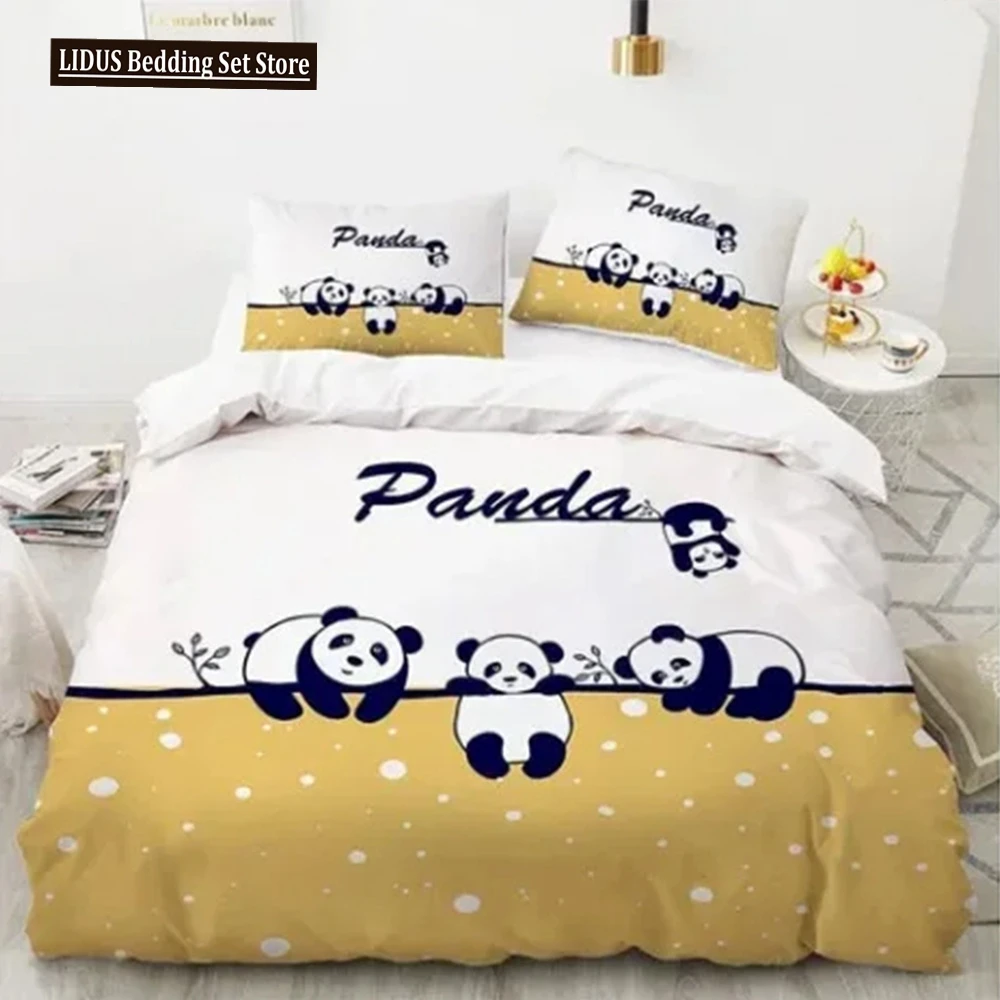 Cartoon Animal Duvet Cover Sets Queen King Size Cute Polyester Bedding Set 3D Lovely Fox Panda Bird Theme For Boys Girls