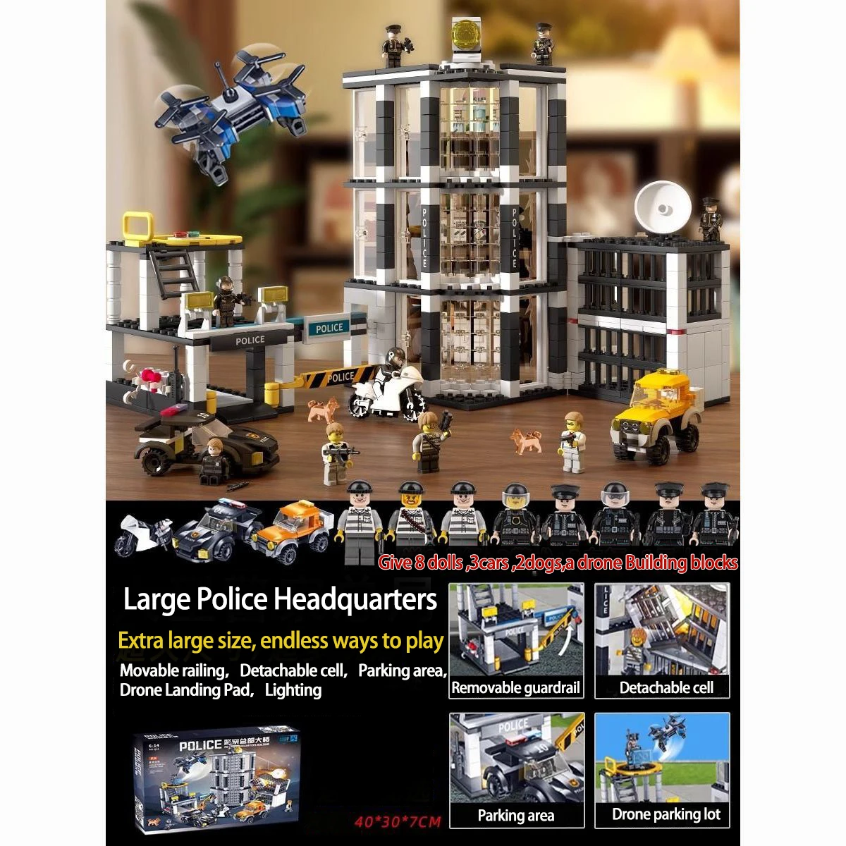 

New Police Station Military City Model Set Prison Car Policeman drone Figures Model Building Blocks DIY Toy for Kids Boys Gifts