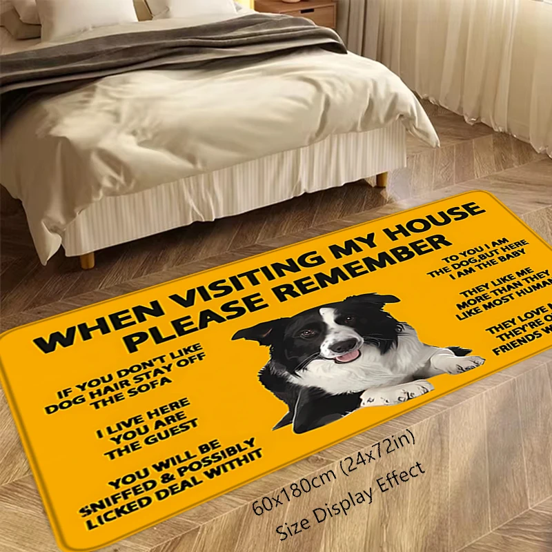 Interior Floor Mat Cute Border Collie Pet Dogs Doormat Non-slip Foot Rug for Entryway Kitchen Carpet Bedside Mats Home Decors