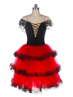 Falda de Ballet tutú para niñas, mujeres y adultos, vestido español, trajes de actuación de baile de Ballet, Tutús profesionales, largo rojo, romántico