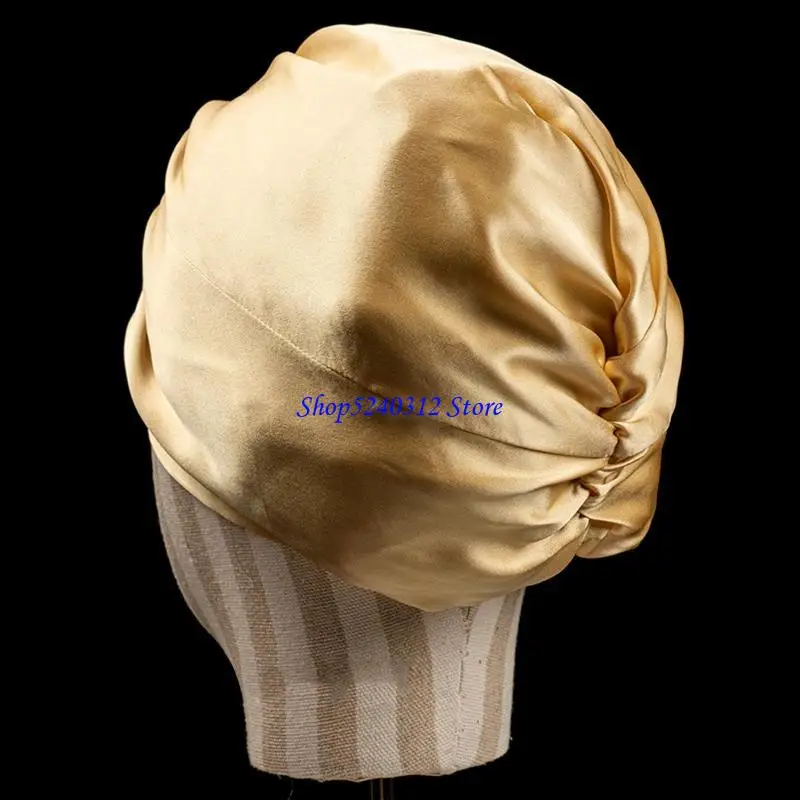 634C Satén para mujer para capó Gorro dormir Gorro noche anudado para cubrir cabeza Ha