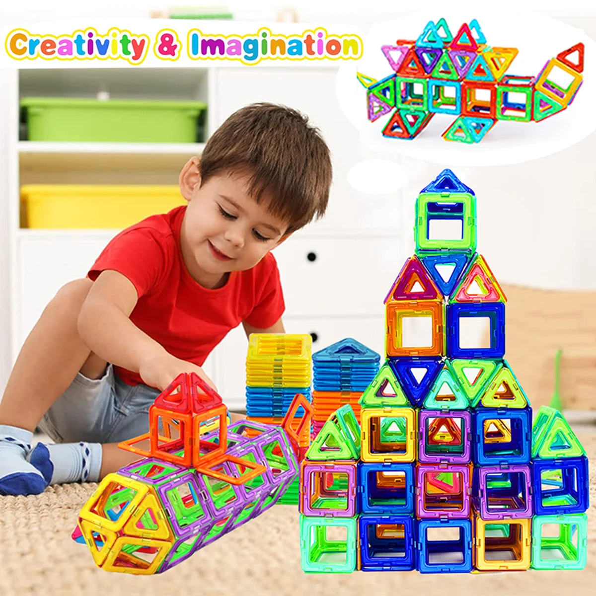 Blocs de Construction magnetiques pour enfants, DIY ensemble de Construction, jouets d'anniversaire et d'Halloween, cadeau