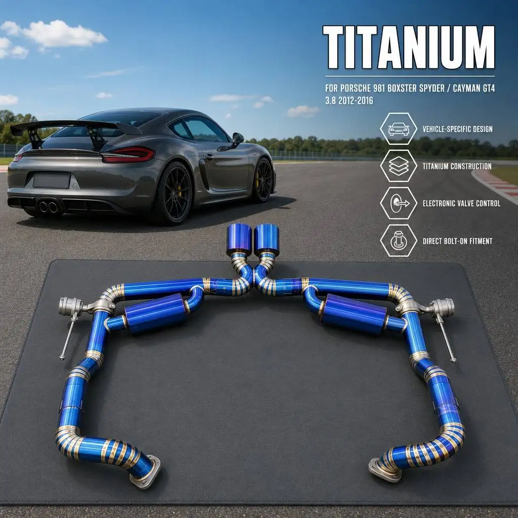 For Porsche 981 Boxster Spyder / Cayman GT4  3.8  2012-2016 Titanium Alloy Valve Exhaust, High-performance cat Back Exhaust
