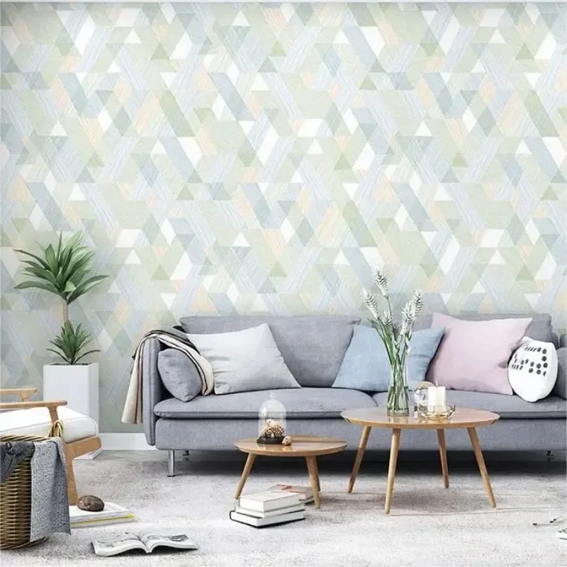 Geometric grid wallpaper for home use modern and minimalist living room bedroom TV wall background wall wallpaper