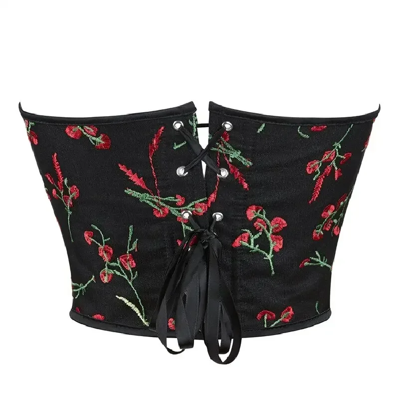 Vintage Women Underbust Corset Sexy Lace-Up Floral Mesh Waist Trainer Bustier Top Party Clubwear Bodice Y2k Corselet Feminino view 2