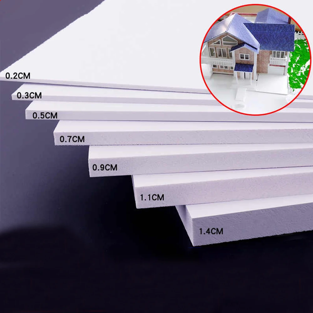 Tablero de espuma de PVC, tablero absorbente de sonido y aislante, grosor de 1/2/3/5/7-11mm, Material para hacer modelos de construcción hechos a mano DIY, 1/5 Uds.