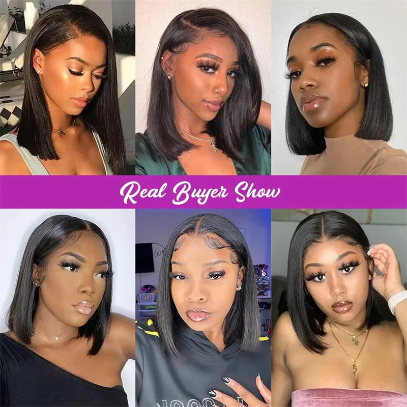 13x6 HD Lace Frontal Short Bob Wig Bone Straight Glueless Pre Cut 5x5 Closure Wig Ready to Wear 13x4 Human Hair Wig Preplucked image 5