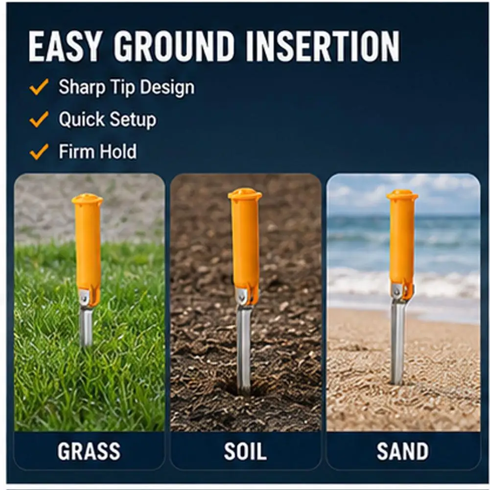 Multi-Functional Foldable Surf Fishing Rod Holder With Storage Lid - Sea Rod Ground Spike, Compact Design For Beach Fishing view 6