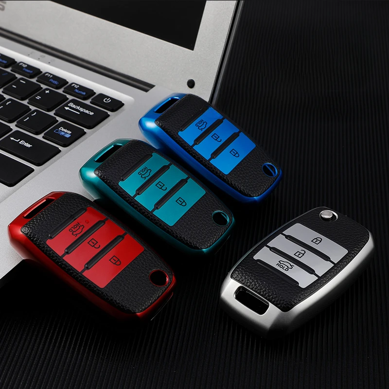 TPU Car Key Case for Kia Rio Optima Sportage Sorento Soul Ceed Cerato Forte Seltos 3 Buttons Flip Remote Control Protector Cover