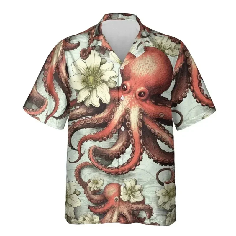 Summer Men's Shirt Animal Sea Animals Graphic Turndow 3D Print Daily Short Sleeve Button-Down Designer Clothig Shirts & Blouses