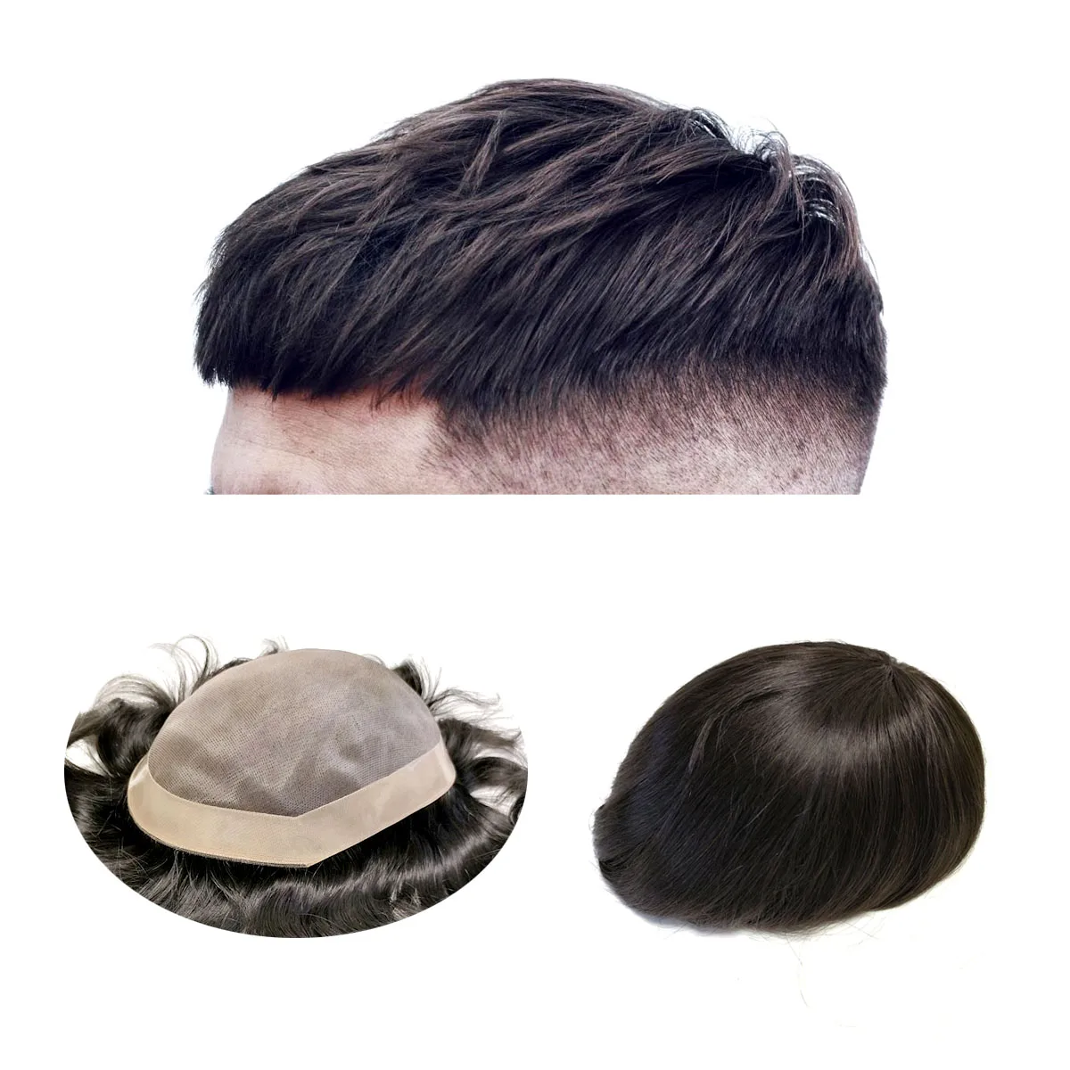 Hywel 6 Inches Fine Mono Men Toupee Hair Capillary Prosthesis Hair Male Man Hair System for Men 100% Natural Hair Wig