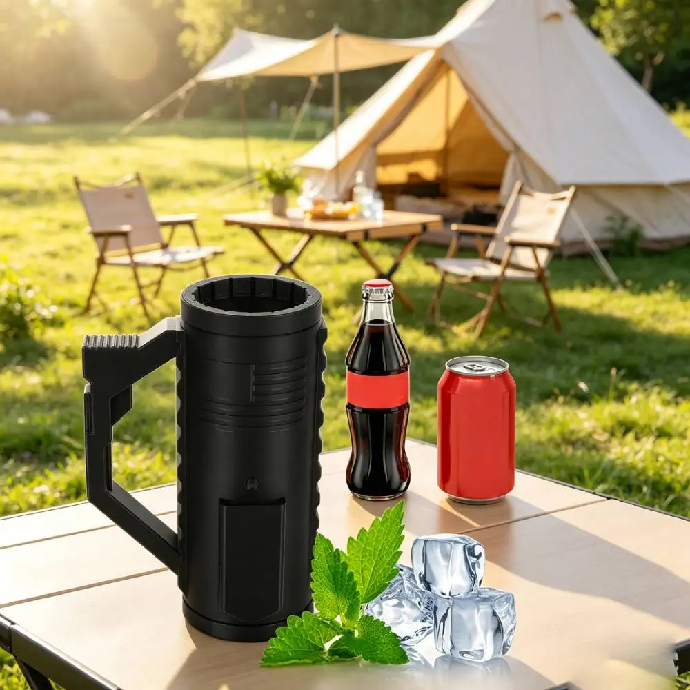 Non-Slip Handle Drink Holder for Soda Beer Water Bottle Dual Tactical Loading Can Rack for Sports Events Parties & Outdoor Use