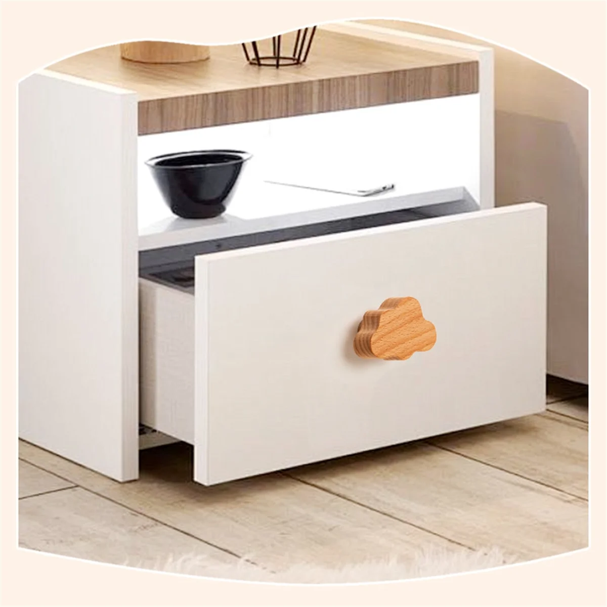 ABJZ 6 قطعة سحابة شكل مقابض لقطع الأثاث القمر درج مقابض خشبية سحابة الأطفال الديكور خزانة الخشب تسحب المقابض مجموعة