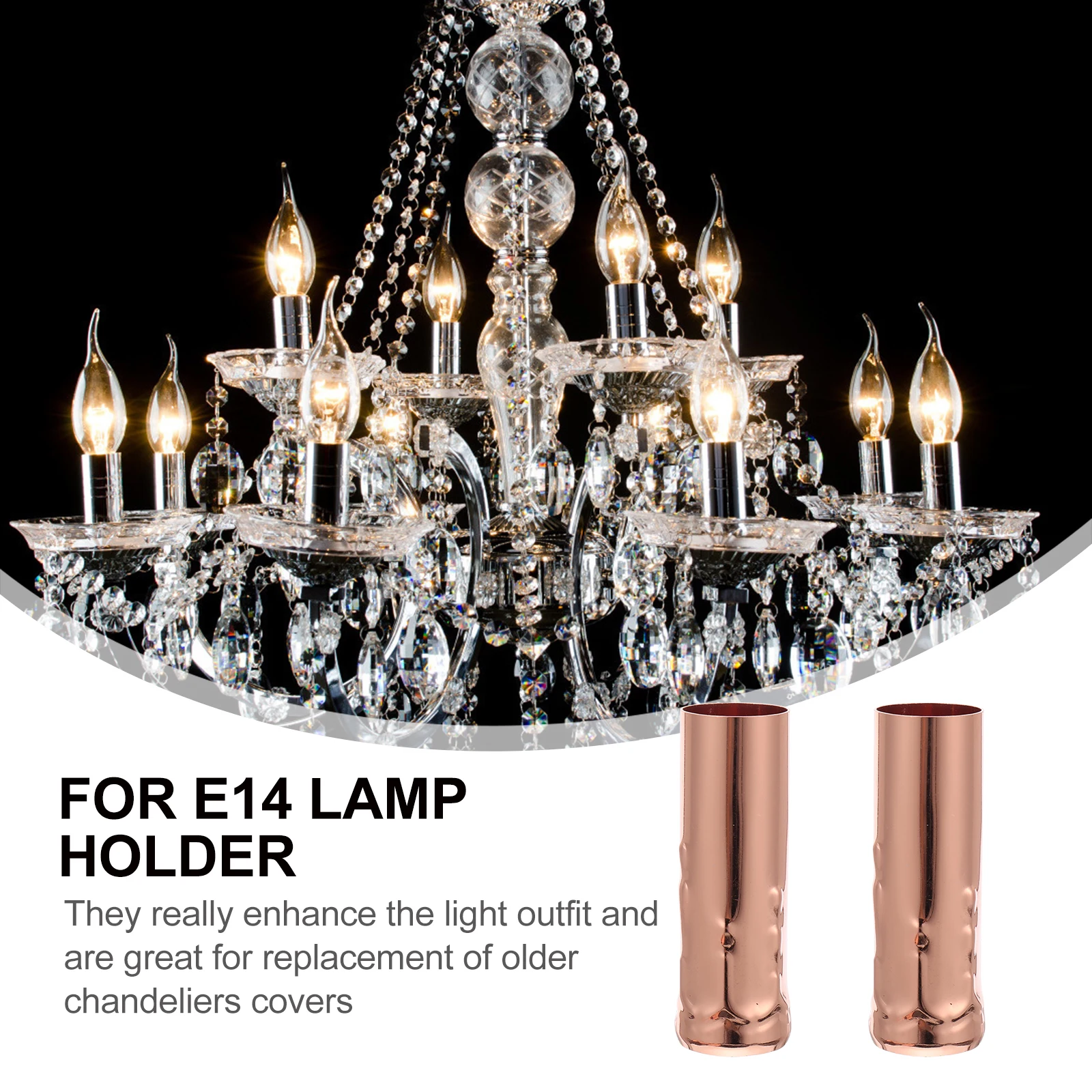 

6pcs Crystal Chandelier Cover E14 Lampholder Sleeve Iron Tube Decorative Lamp Holder Teardrop Design For European Retro