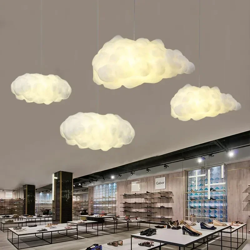 Modern Shape of Cloth Art Creative Nordic Restaurant Decorative Dining Room Led Cute Cotton Cloud Chandeliers Pendant Lights
