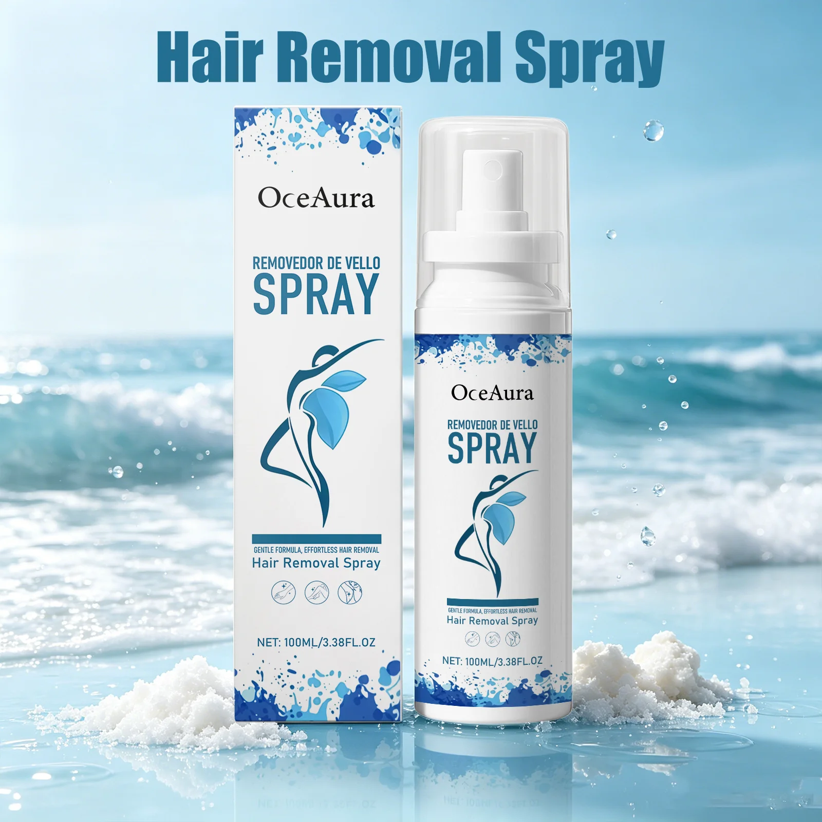 Oceaura Hair Removal Spray Painless Hair Depilatory Non-irritating Smoothing Skin Protecting Moisturizing Hair Growth Inhibitor
