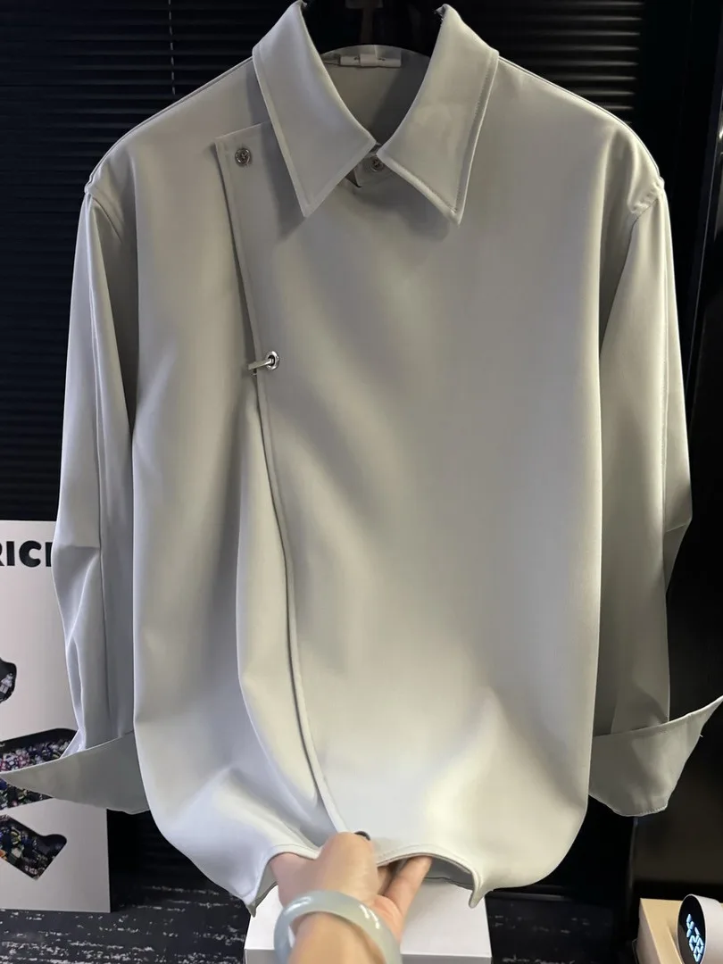 

New Chinese Sle ey Apricot Men's Casual Long Sve irt Autumn High Sensation Loose Fit Versatile Top Faionable ...