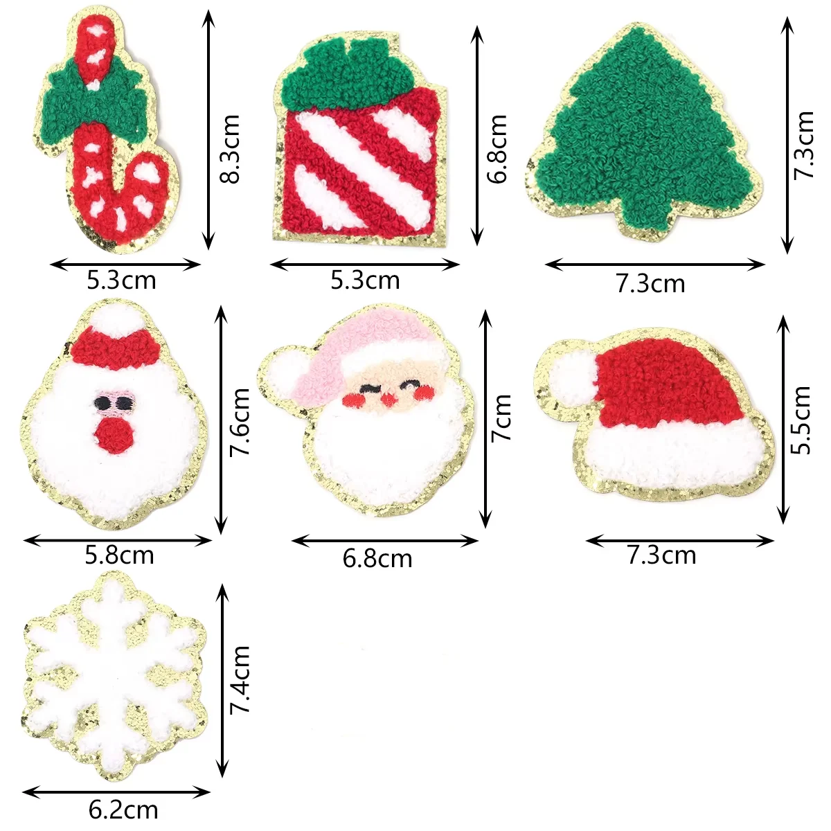 4Pcs Chenille Christmas Patches Embroidery Patches Iron On For Clothes Bags DIY Crafts Christmas Decoration Ornament Accessories